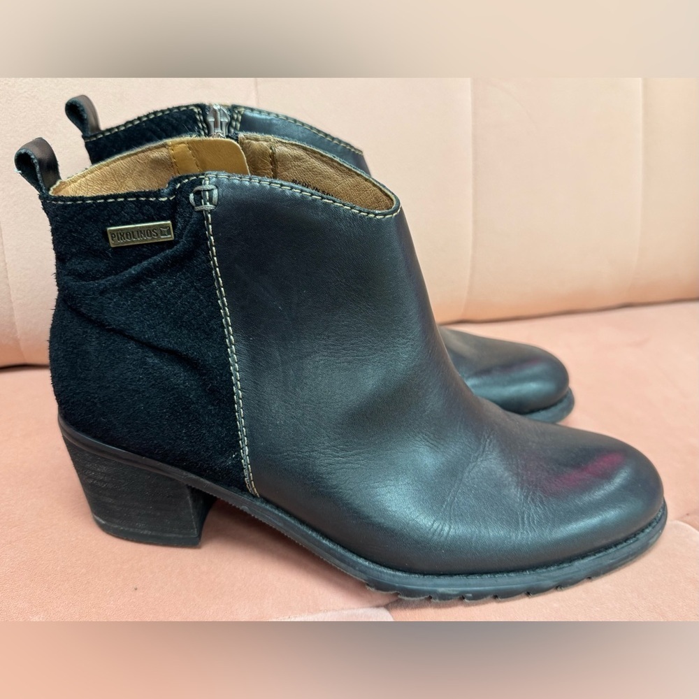 Pikolinos Women’s Andorra Black Leather Bootie Boot Shoe Size 39 US 8.5 Comfort